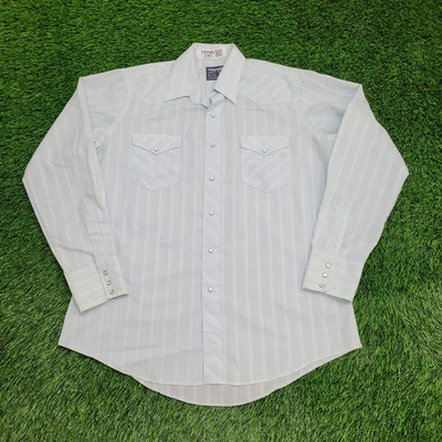 Vintage 80s Wrangler Western Shirt Large 16.5 23x32 Stripes - Image 1 of 4