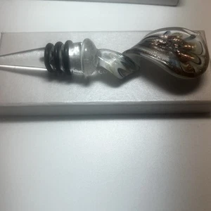 Tappo bottiglia vino vetro artistico ritorto Murano vintage blu/oro scintillante vortice - Foto 1 di 6