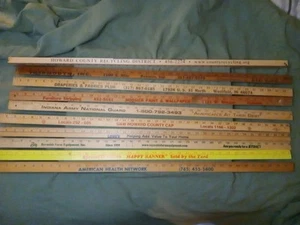 Lot of 10 Vintage Wooden Advertising Yardsticks Kokomo Indiana - Picture 1 of 12