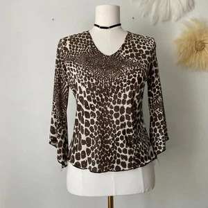 Vintage Brittany schwarzes Damen Y2K Animal Print Top Größe M Pailletten Grunge 90er - Bild 1 von 12