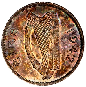 Ireland. Republic 1942 Silver 1/2 Crown ICCS MS-65, 14.14 g, 32.3 mm. KM# 16 - Picture 1 of 4