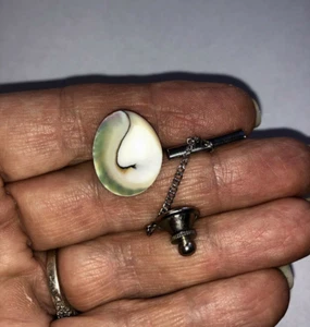 Vintage Abalone Seashell Tie Tack - Tie Clasp Or Lapel Pin Stainless Steel Back - Picture 1 of 4