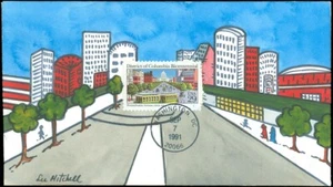 1991 Wash DC, LEE MITCHELL DIPINTO A MANO, Pennsylvania Ave. in Stamp Design, #2561 - Foto 1 di 1