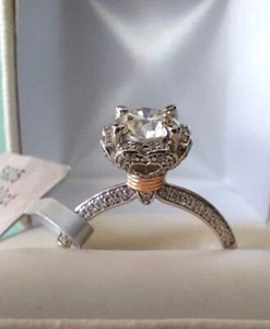 1 Karat Moissanit GRA Zertifikat Ring SOLITÄR VERLOBUNGSRING 14K WEISSGOLD Oberfläche - Bild 1 von 8