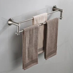Bathroom Wall Mounted Swivel Brushed Nickel Towel Racks Hold Hanger Shelf - Picture 1 of 10