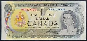1973 Bank of Canada $1 One Dollar Banknote - BAR Prefix - Crisp Uncirculated - Picture 1 of 2