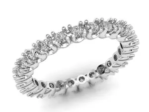 Genuine 0.75Ct Round Diamond U-Prong Eternity Wedding Band Ring 10k Gold GH I1 - Picture 1 of 3