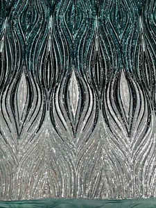 Three Tone Feather Fabric - Silver / Black Iridescent 4 Way Stretch Sequins Yard - Picture 1 of 5