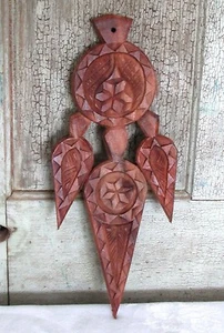 LG 14" tall Double sided Wood Carved Geometric Dreamcatcher Wall Hanging - Picture 1 of 8