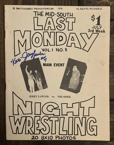 Jerry Lawler SIGNED JULY 1974 Memphis Wrestling Program- Lawler vs Shiek, FARGO - Picture 1 of 13