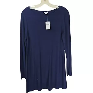 J.Jill Womens Deep Sea Blue Waffle Knit Tunic Sz S Long Sleeve Casual Cotton NWT - Picture 1 of 10
