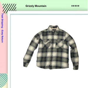 Grizzly Mountain Sherpa Flannel Lined Blue Plaid Workwear Mens, Green Multi, L - Picture 1 of 1