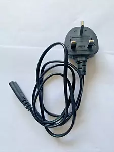 3 Pin Fused Plug with 4 Ft Long Black Cable To Two Pin 8-shaped Adapter - Picture 1 of 3