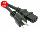 6Ft 14awg Gauge Heavy Duty 15A PC Power Cord Computer Cable 5-15P to C13 UL