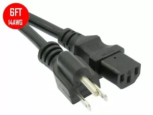 6Ft 14awg Gauge Heavy Duty 15A PC Power Cord Computer Cable 5-15P to C13 UL - Picture 1 of 1