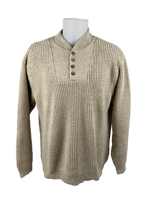Suéter Tejido Henley XXL Eddie Bauer Hombres Tostado Beige Pesado Hong Kong Foto 1 de 4