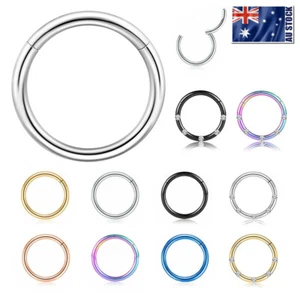 Surgical Steel Hinged Segment Hoop Ring Sleeper Lip Ear Nose Body Piercing 1PC - Picture 1 of 24