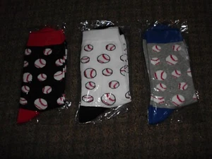 (3 Pairs) BASEBALL print socks, NEW - Picture 1 of 2