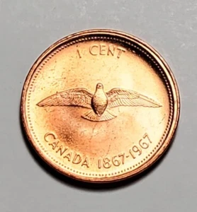 1967 Canada Cent Queen Elizabeth II kanadische Rock Dove hundertjähriger Penny #C3895 - Bild 1 von 2