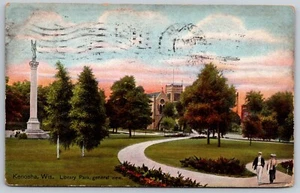 Postkarte Kenosha WI Wisconsin Bibliothek Park Gesamtansicht B5 - Bild 1 von 2
