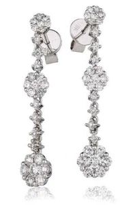 Pendientes de margarita de gota de diamante 1,30 quilates F VS corte brillante en oro blanco de 18 quilates - Imagen 1 de 1