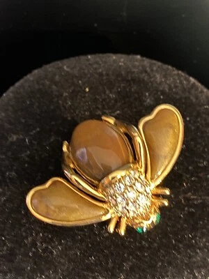 Joan Rivers красивый коричневый Bee Pin - новый - неношеный - винтажный - Изображение 1 из 4