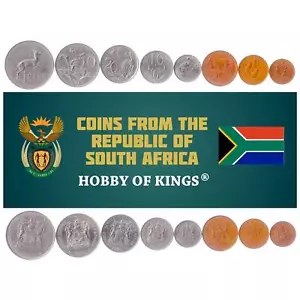 South African 8 Coin Set 1/2 1 2 5 10 20 50 Cents 1 Rand 1970 - 1990 - Picture 1 of 2