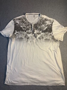 INC International Concepts T-Shirt Herren XL weiß schwarz geblümt kurzarm Henley - Bild 1 von 6