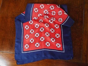 Vintage Glentex Nautical Theme Scarf Red Navy White 14"X44" Life Preserver Print - Picture 1 of 3