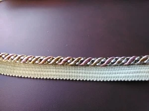 25yd x 1/4" WIDE PIPING BOMAR PALLADIAN Cameo is Lt Rose Lt Beige Olive Greens - Picture 1 of 4