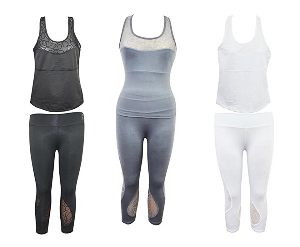 Women's Quick Dry Active Tank Top Pants Sets Cool Gym Fitness Legging (GPYS104) - Image 1 of 1