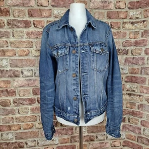 Abercrombie & Fitch Denim Jacket Blue Boyfriend Trucker Style Womens Small - Picture 1 of 14