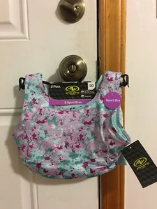 NWT GIRLS SIZE S ATHLETIC WORKS 2 PACK HIGH NECK KEYHOLE SPORT BRAS BAND size 30 - Picture 1 of 8