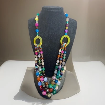 Collar de cuentas de vidrio facetado multicolor multicolor Foto 1 de 3