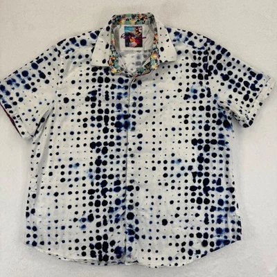 Рубашка Robert Graham 3XL с коротким рукавом на пуговицах пунктирный принт классический покрой - Изображение 1 из 4