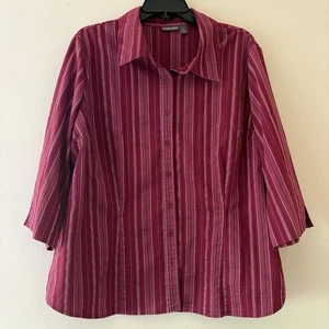 Apt. 9 Woman Red Stripe Button Down Tunic Shirt 2X Plus Size - Picture 1 of 4