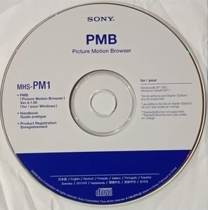 SONY MHS-PM1 Picture Motion Browser PMB + Handbook  Software Disc - Imagen 1 de 1