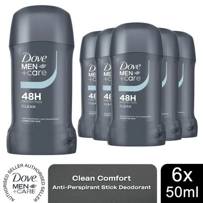 Dove Men+Care Stick Clean Comfort Antiperspirant Deodorant 50ml, 6 Pack