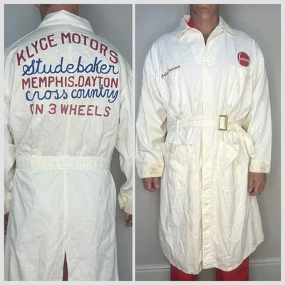 Vtg 1950s Studebaker Shop Jacket Cowden Chain Stitch Embroidery 50s HBT Workwear - Image 1 of 4