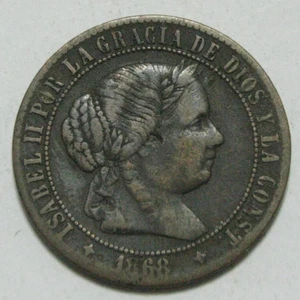 ZALDI2010 - Isabel II, 2 1/2 Cents Shield/1868, - Picture 1 of 2