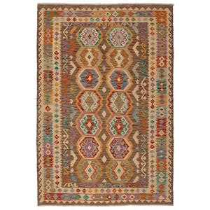 Kelim Afghan 246x166 cm Handgewebter Orientteppich kilim Wolle Carpet Rug - Picture 1 of 9