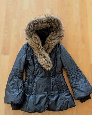 Mackage Peaches Brown Puffer Womens Coat Jacket Bell Sleeve Wool Duck Down Sz XS Foto 1 de 4