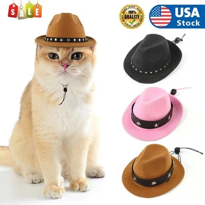 Disfraz de Vaquero Mascota Cosplay Gorra Ajustable Cachorro Vacaciones Disfraz Mini Gato Divertido Foto 1 de 4
