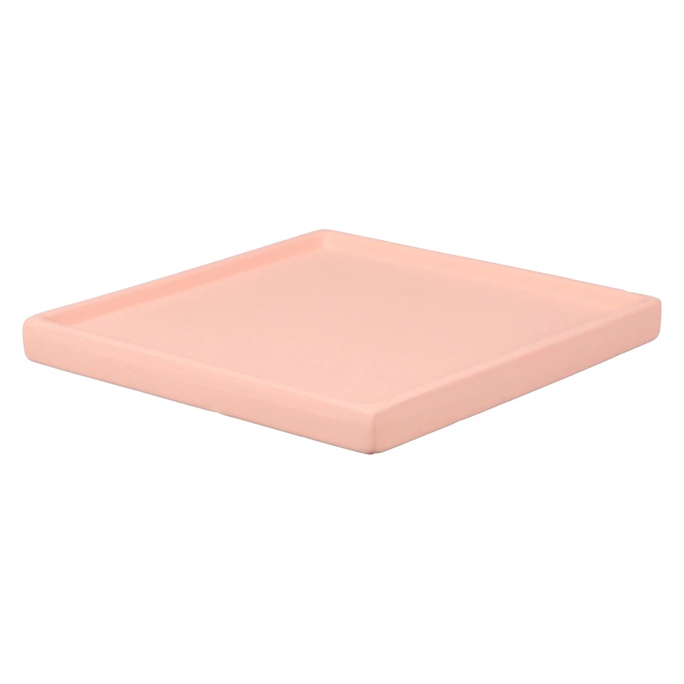7.5 Inch Square Ceramic Plant Saucers, Pink - Image 1 of 4