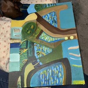 OOAK Acrylic Painting On Canvas Board By Louise Abrams - Picture 1 of 10
