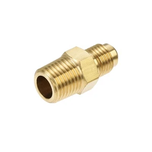 Ottone Tubatura Raccordo,SAE 45 Gradi 1/4" Flare a 1/4" NPT Maschio Filettatura - Foto 1 di 4