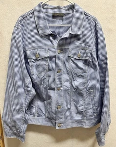 Talbots Jacket Womens Plus Size 3XL Gingham Blue White Checkered Button-Up - Picture 1 of 7