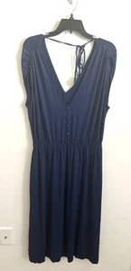 Modcloth abiti donna smanicati larghi tinta unita jersey manica a mantello blu navy scollo a V - Foto 1 di 6