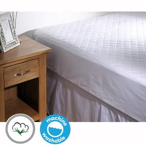 100% Cotton Quilted Mattress Protector 35cm Wall - Picture 1 of 3