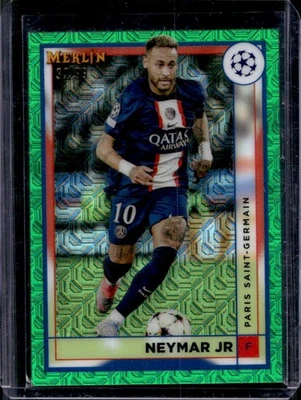 2022 Topps Merlin Chrome UEFA Neymar Jr Green Mojo Refractor #/99 PSG - Image 1 of 2